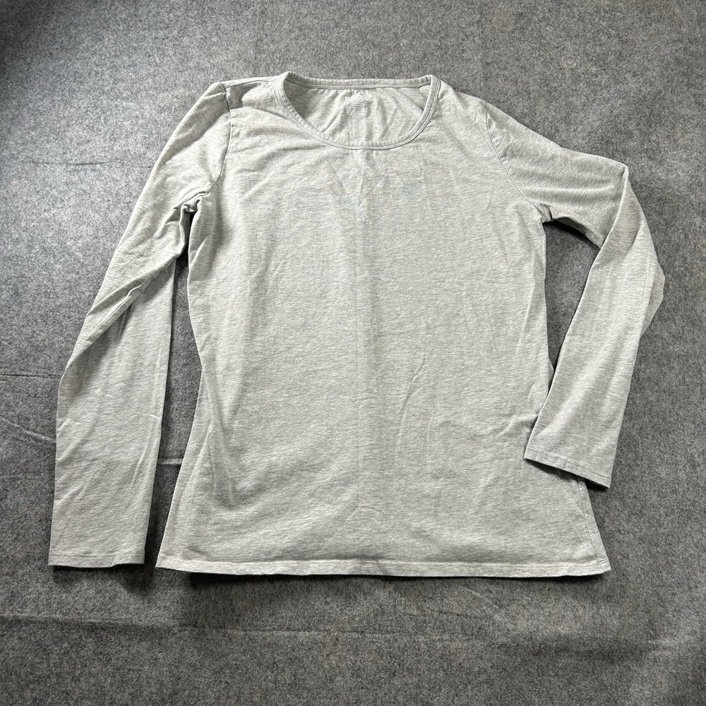 Duluth Trading Company Shirt Womens Large Heather Gray Cotton Blend Stretch